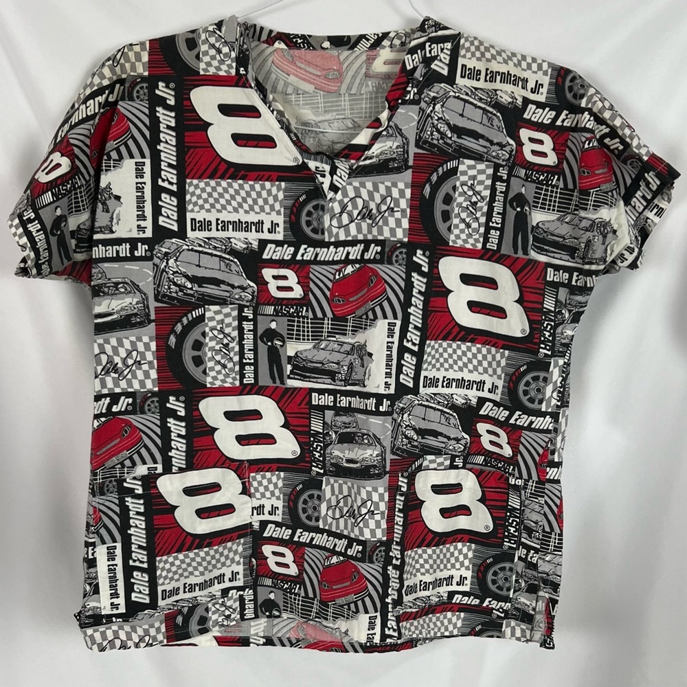 Vintage Dale Earnhardt Jr. NASCAR Nurse Scrub Top sz Small Uniform Doctor